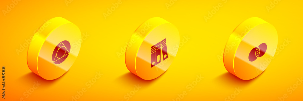 Poster set isometric triangle math, office folders and mathematics sets a and b icon. vector