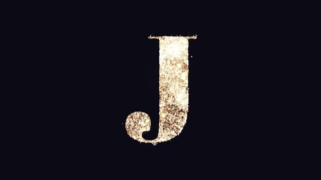 This video features an English alphabet letter "J"  as a logo, with golden and white particles emanating from it, creating a rich and exciting effect. You can combine it with your favorite videos, to 