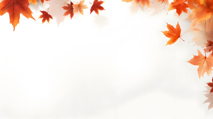 Naklejka na ściany i meble Seasonal Wallpaper with Falling Autumn Leaves. Natural Banner with copy space.