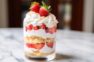 strawberry shortcake with whipped cream on top