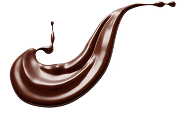Melted sweet dark brown chocolate drip isolated on transparent background