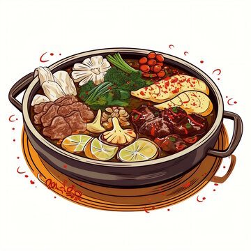 recommend clip art: Sichuan Hot Pot Illustration