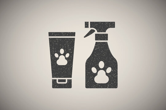 Cream, spray, pet icon vector illustration in stamp style