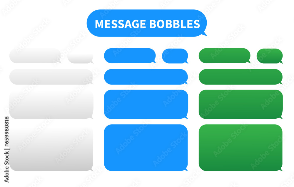 Poster chat message bubbles vector isolated icons. text sms or mms. communication elements. eps 10