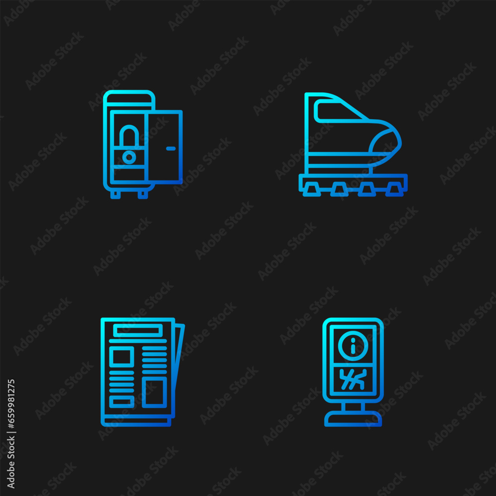 Canvas Prints set line information stand, news, toilet in the train car and high-speed. gradient color icons. vect