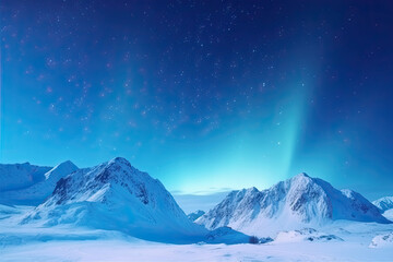 northern lights, winter mountain landscape