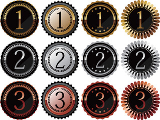 1位から3位までのランキングエンブレムセット