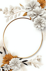 white and gold flower frame, empty card