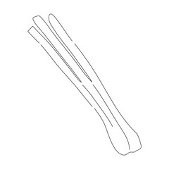 Doodle-style leek icon with a hand-drawn black sketch. Vector editable stroke.