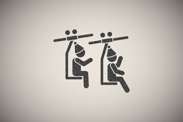 Men in chairlift icon vector illustration in stamp style