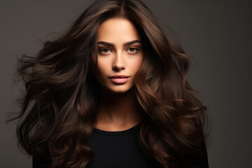 Naklejka premium elite model with long hair posing for a hair care brand