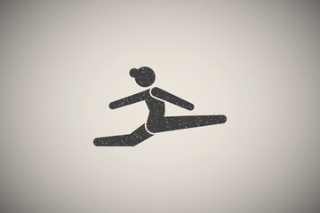 Women, yoga, position icon vector illustration in stamp style