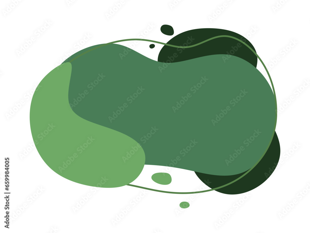 Aufkleber fluid minimal geometric shapes with text space. green abstract liquid shapes design isolated on whit