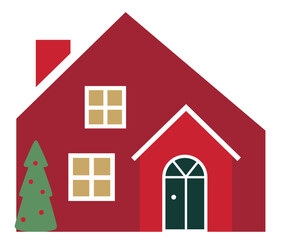 Christmas house illustration