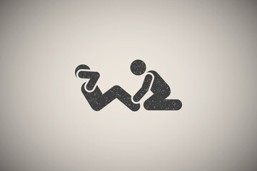 Man exercise fitness training two man with arrow pictogram icon vector illustration in stamp style