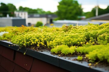 Fototapeta na wymiar a green roof on an urban shed