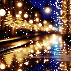 Fototapeta na wymiar Beautiful City Street Lights Christmas Night Lights Sparkling Background7
