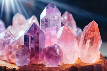 Crystals illuminated by soft natural light, mystical crystals background 