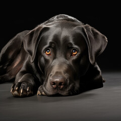 Fototapeta premium Active, smile and happy purebred labrador retriever dog outdoors in grass park.