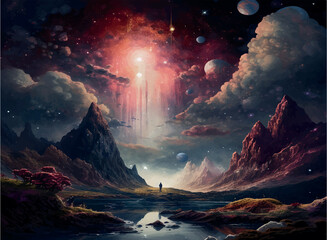 Fototapeta premium wallpaper illustrations of beautiful outer space cosmos views