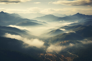 Obrazy na Plexi  view of cloudy mountain peaks