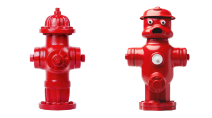 Red fire hydrant isolated on transparent background, for montage product display or design key visual layout, (Png files)