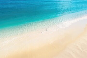 Fototapeta na wymiar Beautiful clean sandy beach and soft blue ocean wave, Generative AI
