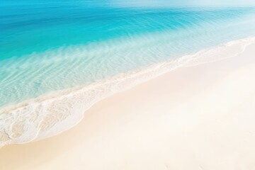 Fototapeta na wymiar Beautiful clean sandy beach and soft blue ocean wave, Generative AI