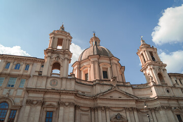 Fototapeta na wymiar Cathedral in the city of Rome in Italy. Navona Square. Architecture. emblematic building.
