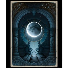 tarot card back moon portal 