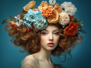 portrait of a woman with flowers in hair