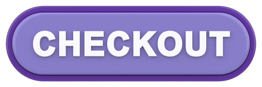 3D checkout button. 3D illustration.