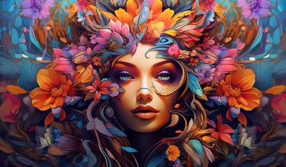 Surreal Flower Woman