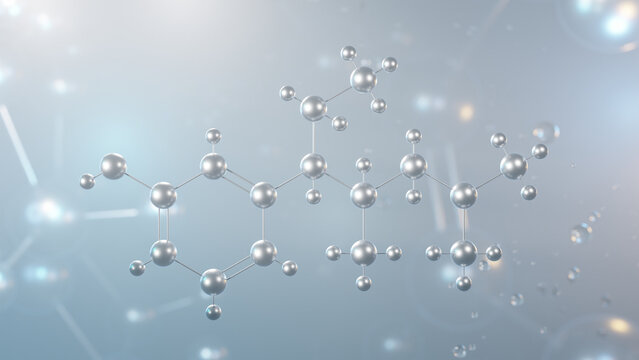 tapentadol molecular structure, 3d model molecule, opiate agonists, structural chemical formula view from a microscope