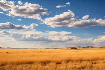 Fototapeta na wymiar view of the vast yellow grassland