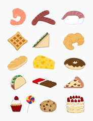 Set of different foods.