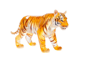 Plastic Tiger on White Background Generative AI
