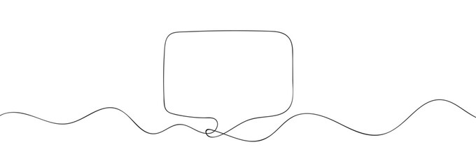 Speech bubble line art continuous one line drawing. Simple linear style. Dialogue, chat, thought cloud icon. Doodle. Vector illustration. - obrazy, fototapety, plakaty