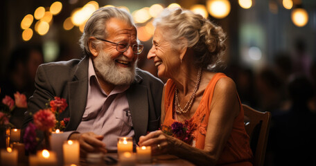 Obraz na płótnie Canvas couple elderly in the restaurant