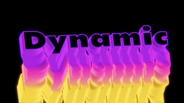 Texto con efecto palabra Dynamic en color degradado de violeta a naranja