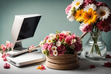 A CUP CAKE, WITH STRAWBERRY CREAM, PUTTING ON WHITE TABLE.