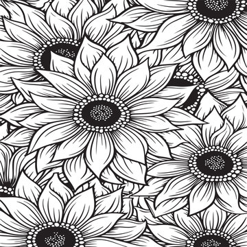  seamless mandala sunflower pattern