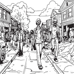 zombies walk color pages for teens
