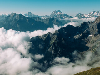 mountains and clouds