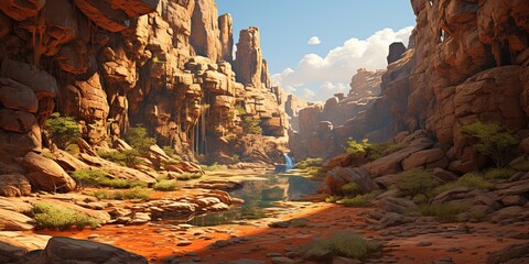 Rocky ravine in desert area