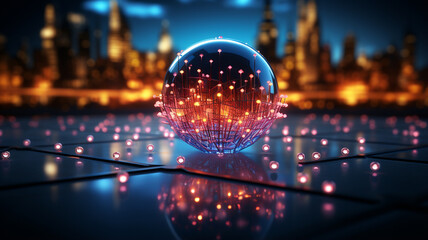 glowing shiny sphere on dark background.