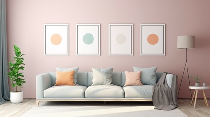 Fototapeta na wymiar Realistic Mock up of a pastel color pallet minimalist.Generative AI