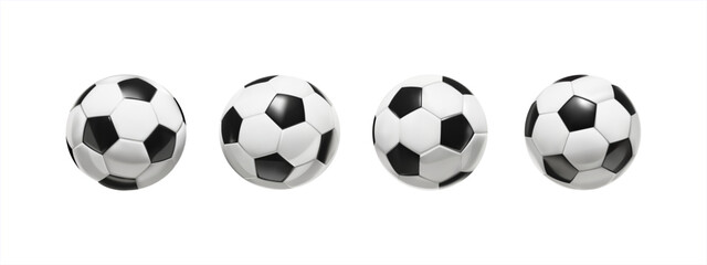 Set of realistic soccer ball or football ball on white background.