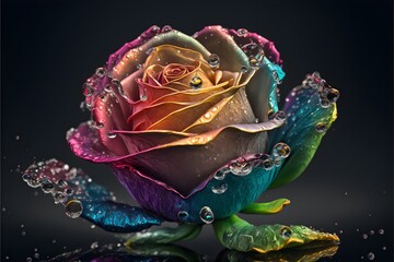 glass rose rain and water drops hyper detailed beautifully color coded insane detail intricate detail beautifully color graded Unreal Engine Cinematic Color Grading Editorial Photography Photography 