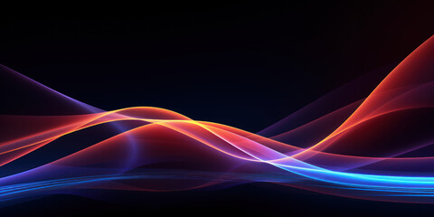 Naklejka premium Bright, flowing neon waves create a lively and futuristic pattern.